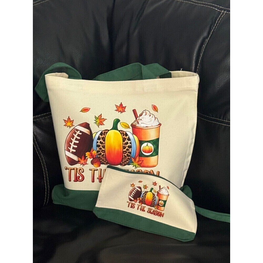 Canvas Tote Bag with Zipper Cosmetic Bag